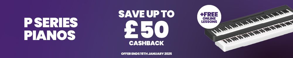 Up to £50 Cashback On Select Yamaha P Series Pianos