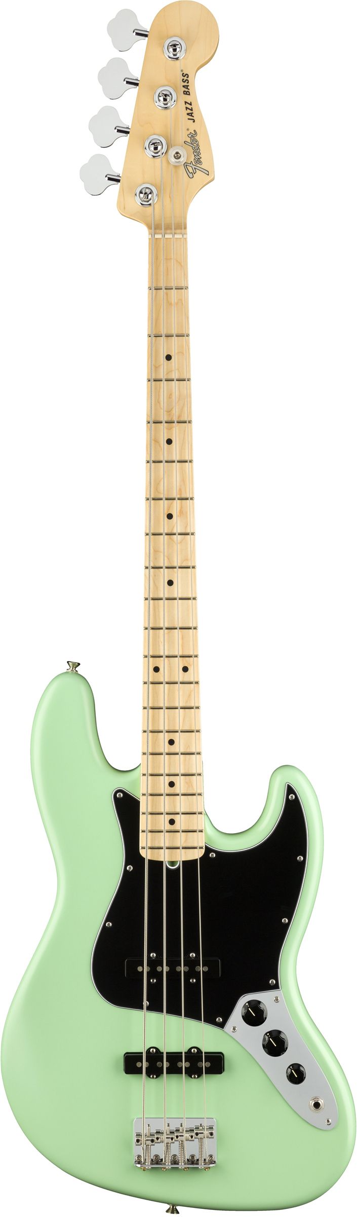 An image of Fender American Performer Jazz Bass Maple FB Satin Surf Green | PMT Online