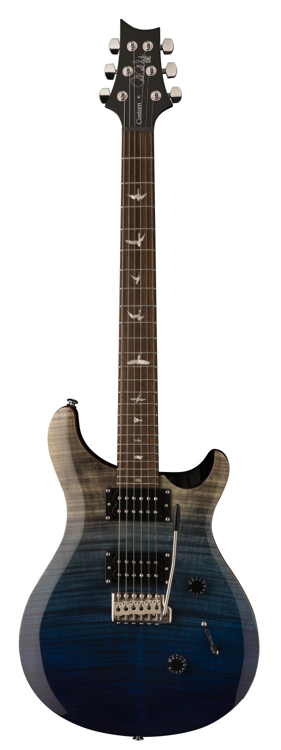 An image of PRS Ltd Edition SE Custom 24, Charcoal Blue Fade Flame | PMT Online