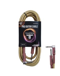 TOURTECH Pro Straight to Angled Braided Tweed 10ft Guitar Cable