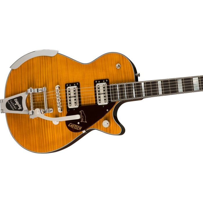 Gretsch G6134TFM NH Nigel Hendroff Signature Penguin EB Amber Flame, angled view