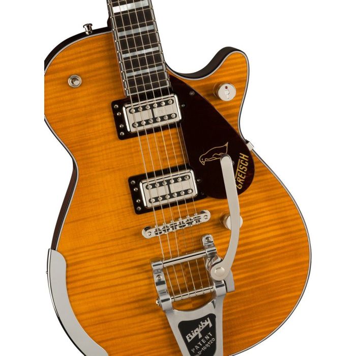 Gretsch G6134TFM NH Nigel Hendroff Signature Penguin EB Amber Flame, body closeup