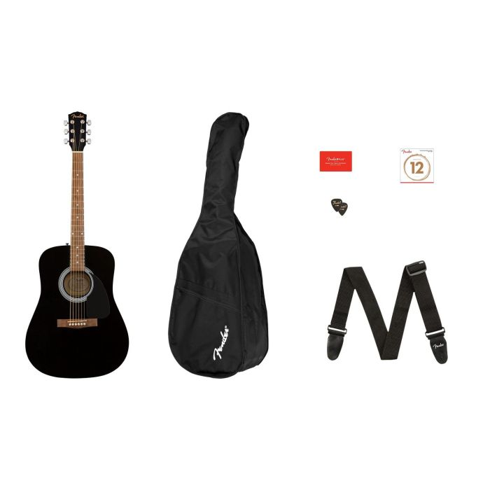 Fender FA-115 Dreadnought Pack Black WN, full pack