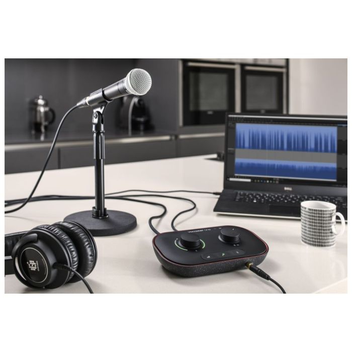 Additional lifestyle view of the Focusrite Vocaster One Studio Podcast Kit