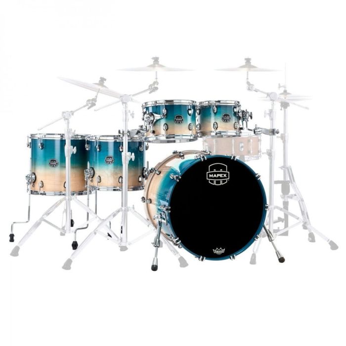 front view mapex saturn series shell pack in aqua fade