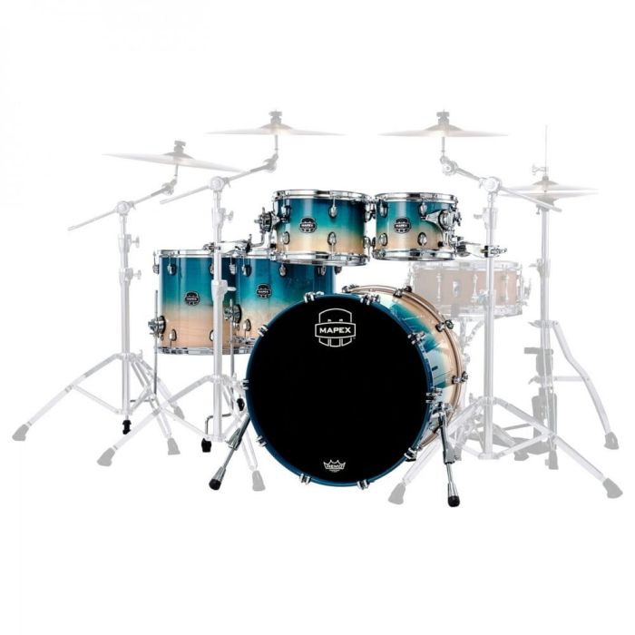 front view mapex saturn series shell pack in aqua fade