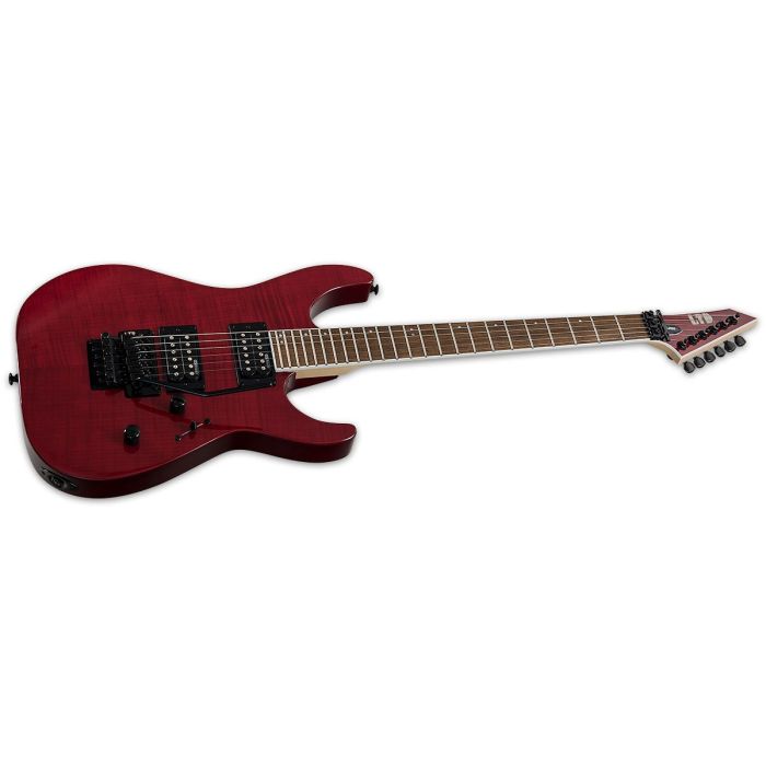 Right angled view of an ESP LTD M-200FM Electric Guitar See Thru Red