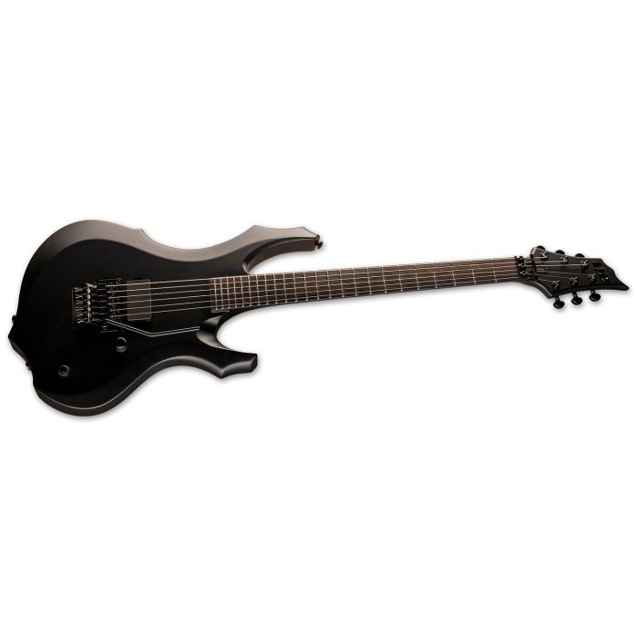 Right angled view of an ESP LTD F BLACK METAL Electric Guitar Black Satin