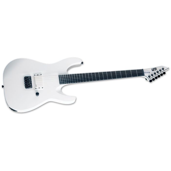 Right angled view of an ESP LTD M-HT ARCTIC METAL Electric Guitar Snow White Satin