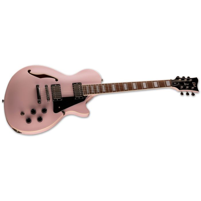 Right angled view of an ESP LTD PS-1 PP XTONE Electric Guitar, Pearl Pink