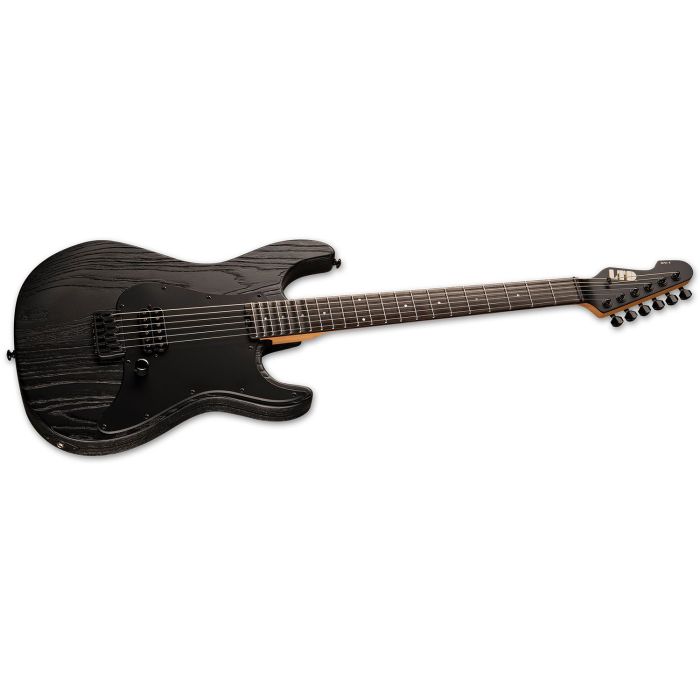 Side-on view of an ESP LTD Sn-1 Ht Electric Guitar, Black Blast