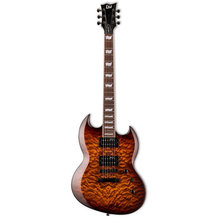 ESP LTD Viper-256 Electric Guitar, Dark Brown Sunburst front view