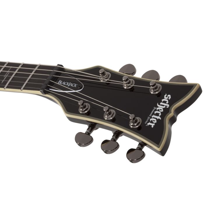 Schecter Tempest Blackjack, Gloss Black headstock