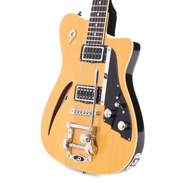 Deusenberg Caribou Semi-Hollow Electric Guitar, Butterscotch Front Zoom Angle