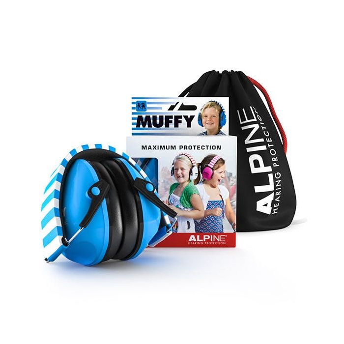 Package overview of the Alpine Earmuffy Ear Muffs For Kids Blue