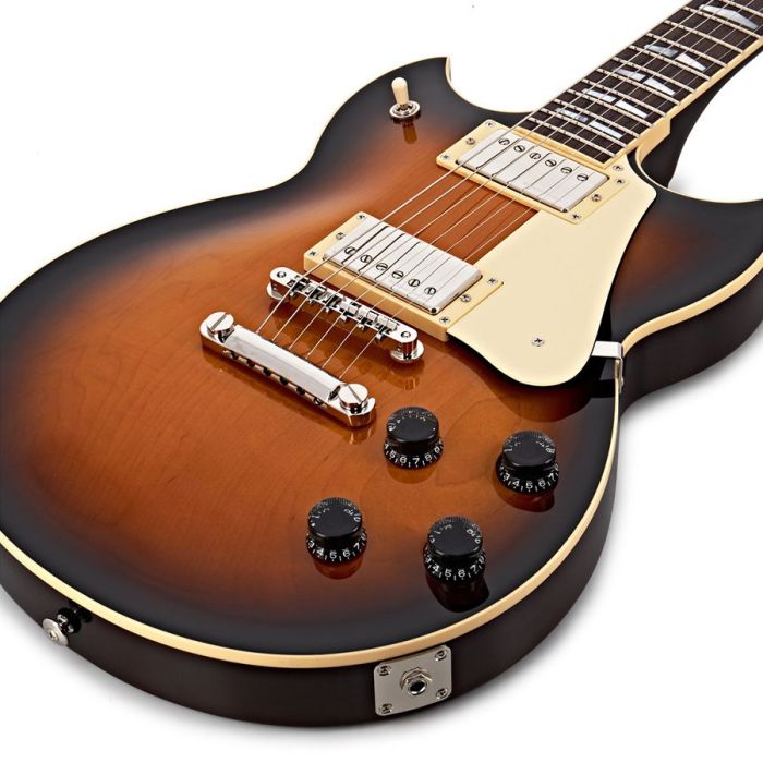 Angled view of the body on a Yamaha SG1820BS Electric Guitar, Brown Sunburst