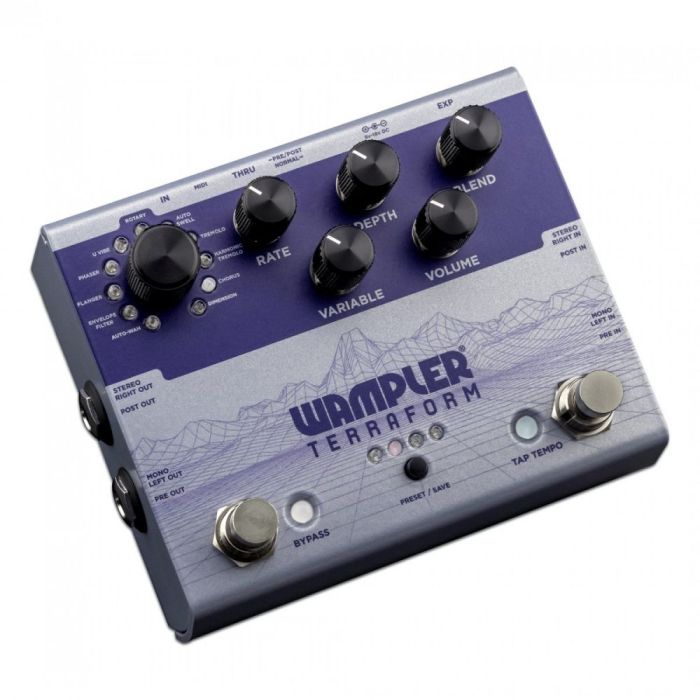 Right-tilted view of a Wampler Terraform Modulation Multi FX Pedal