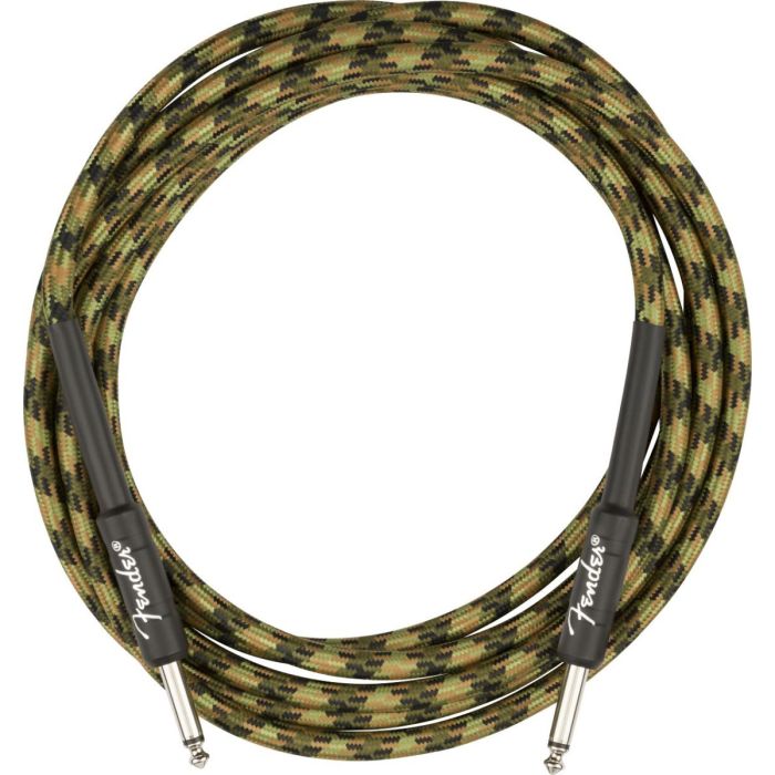 Fender Professional Series 18.6' Instrument Cable, Woodland Camo Front