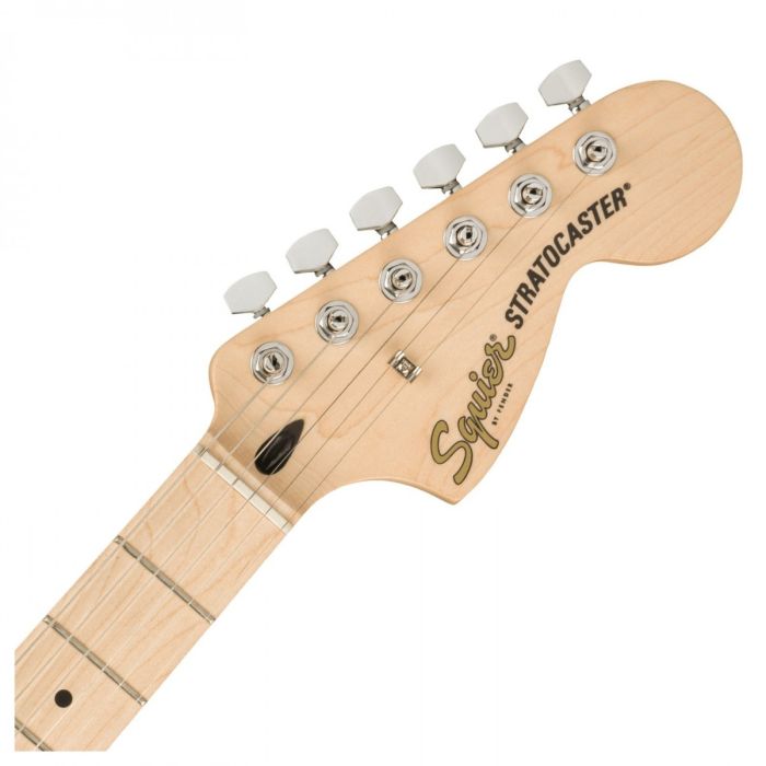Squier Affinity Stratocaster MN, White PG, Black Headstock Front View
