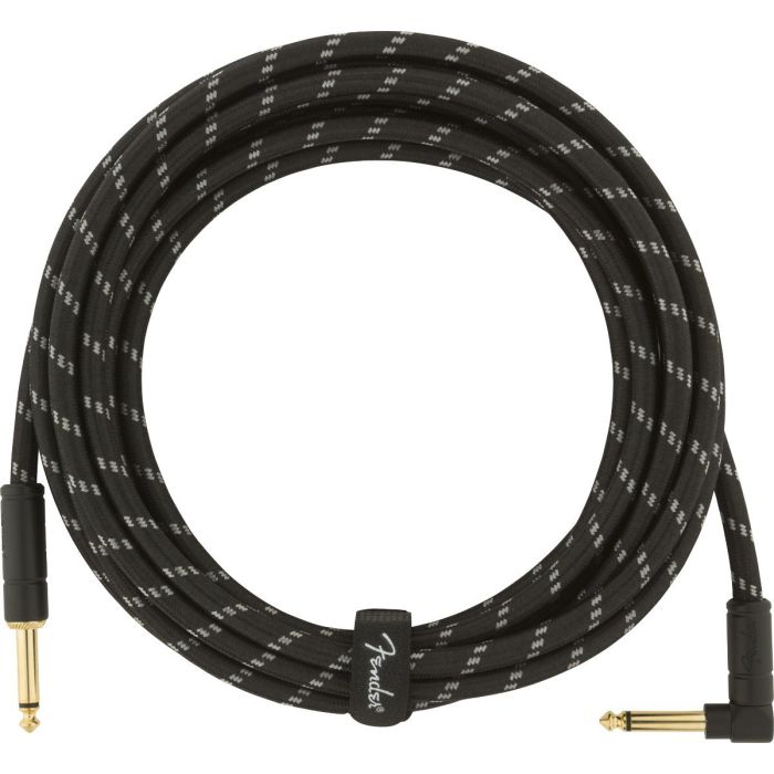 Fender Deluxe Instrument Cable, Straight/Angle, 15ft Black Tweed Front