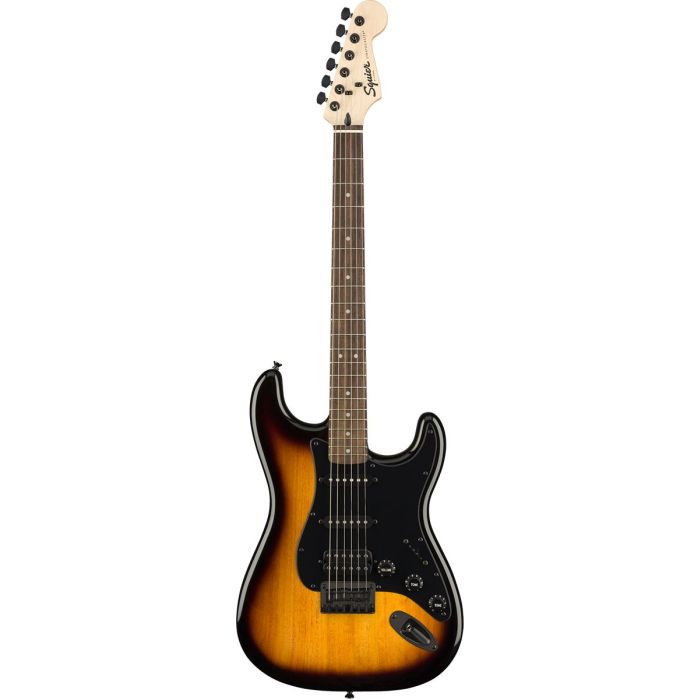 Front View of Squier FSR Bullet Stratocaster HT HSS LRL 2-Colour Sunburst, Black Hardware