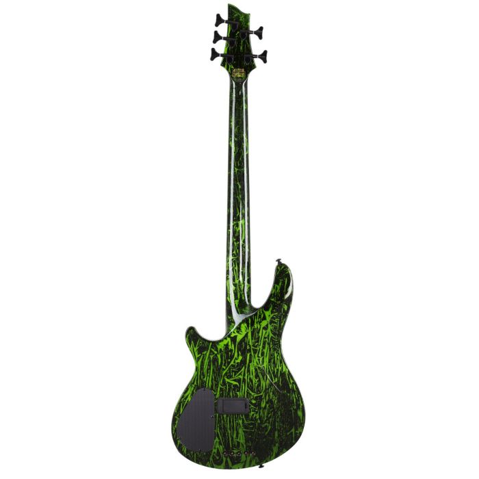 Rear view of a Schecter C-5 Silver Mountain 5-String Bass, Toxic Venom