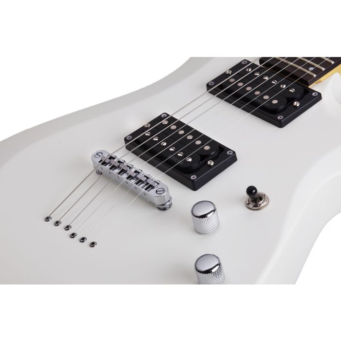 Schecter C-6 Deluxe Electric Guitar, Satin White Electronics Detail