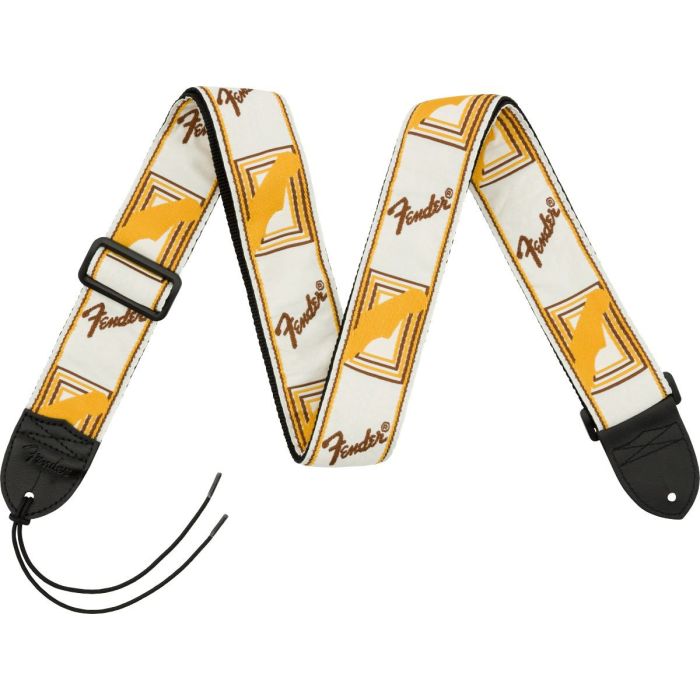 Fender 2" Monogrammed Strap, White/Brown/Yellow