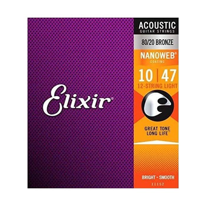 Elixir Phos Bronze Nanoweb Strings 12 String Light .010-.047 front view of packet