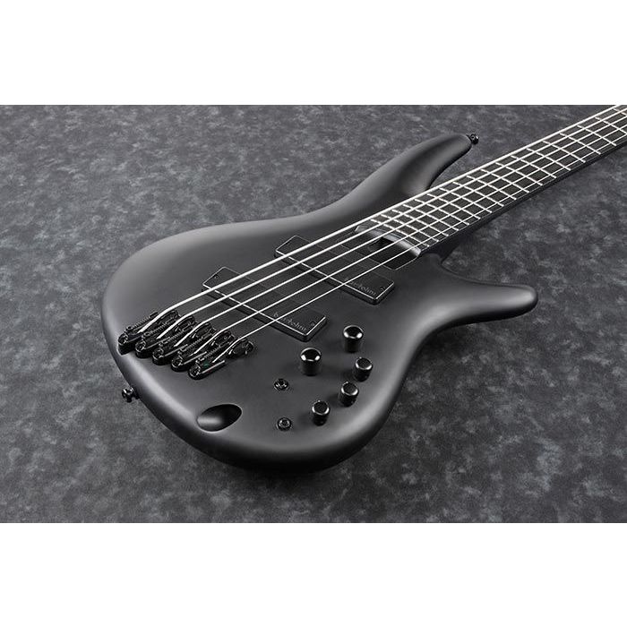 Closeup of the body on anIbanez Iron Label SRMS625EX Multi-Scale 5-String Bass