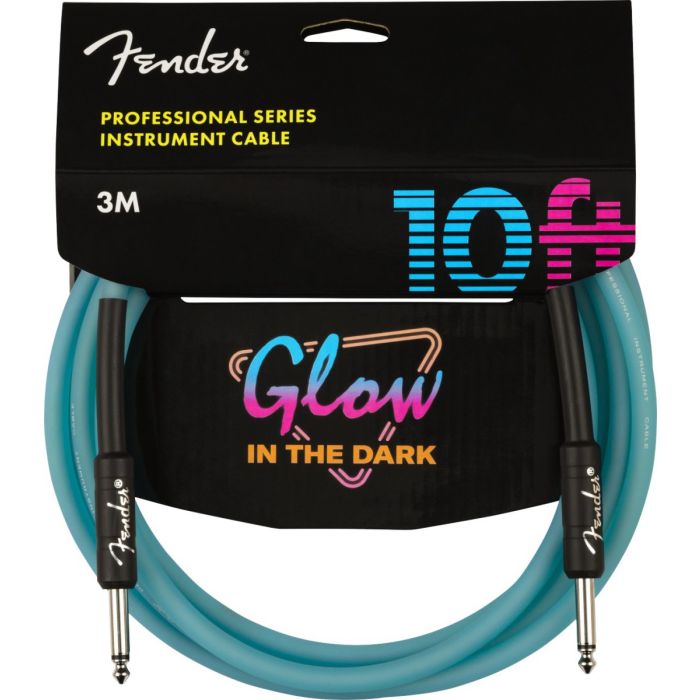 Fender Pro Glow Guitar Cable, Blue 10ft packaging