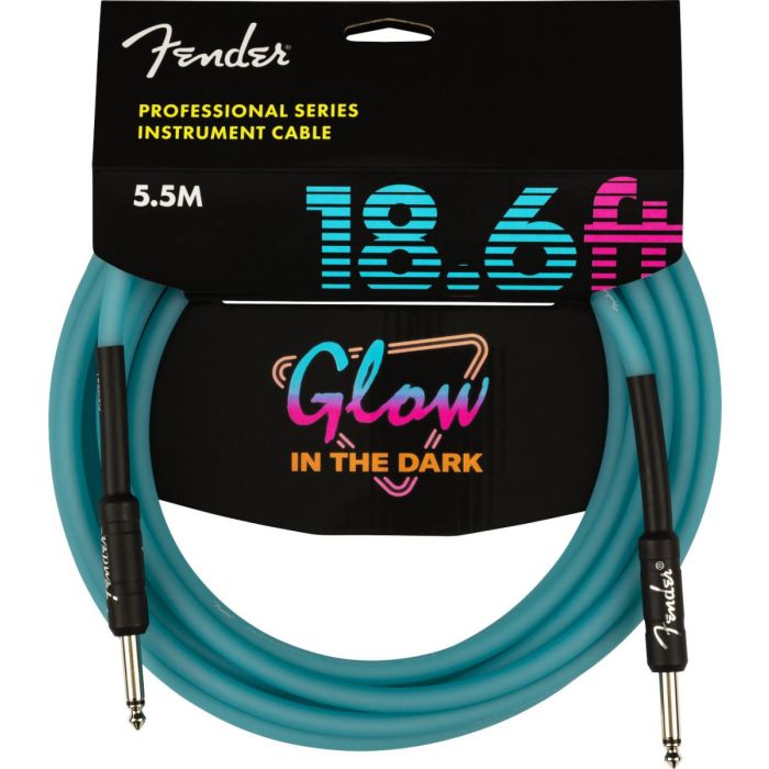 Fender Pro Glo Guitar Cable Blue 18.6ft Packaging