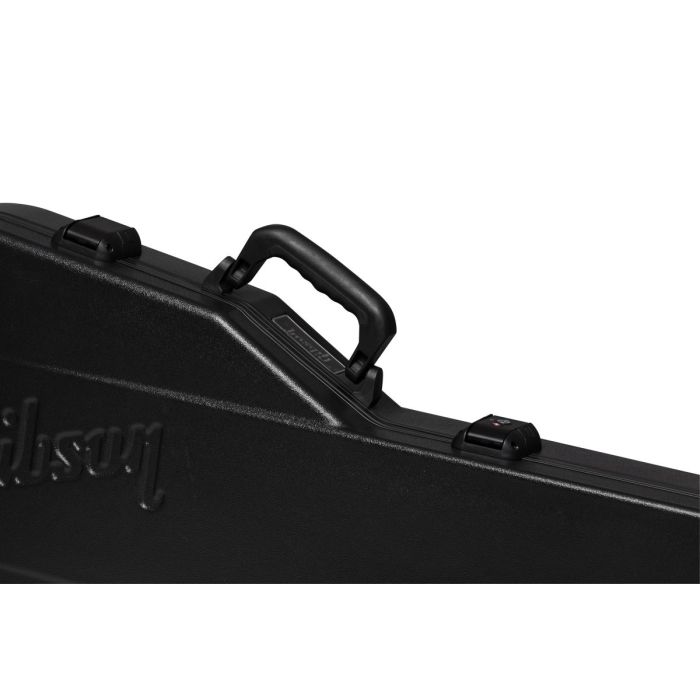 Closeup of the handle on a Gibson Deluxe Protector Case SG Black