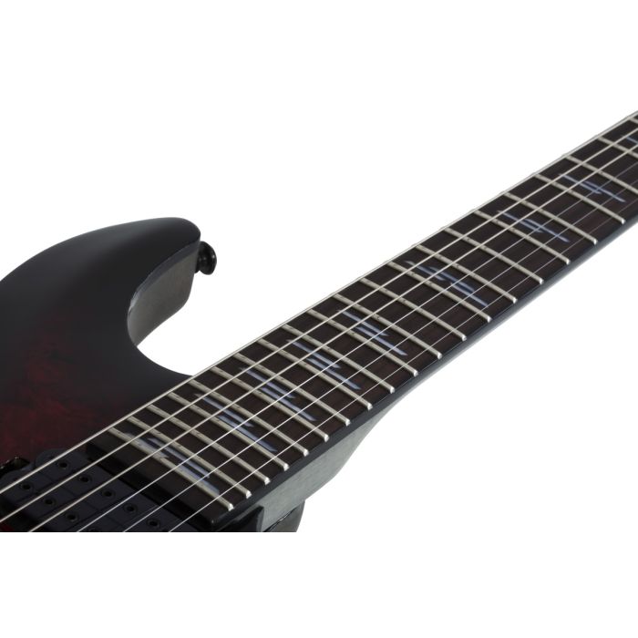 Schecter Omen Elite-6, Black Cherry Burst Fretboard Detail