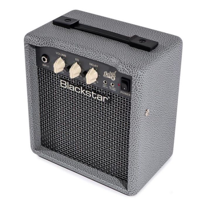 Left-angled view of a Blackstar Debut 10E Bronco Grey 10w Combo Amp