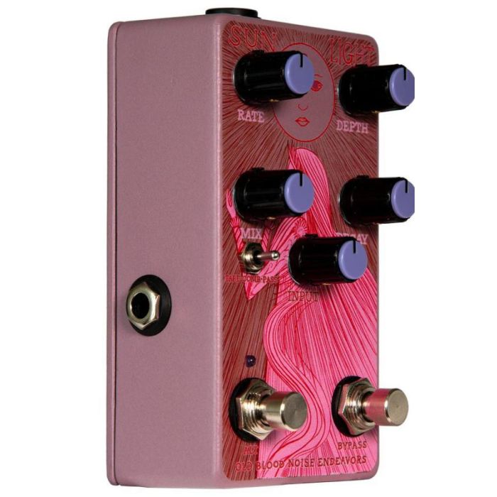 Right-angled view of an Old Blood Noise Endeavors Sunlight Dynamic Freeze Reverb Pedal