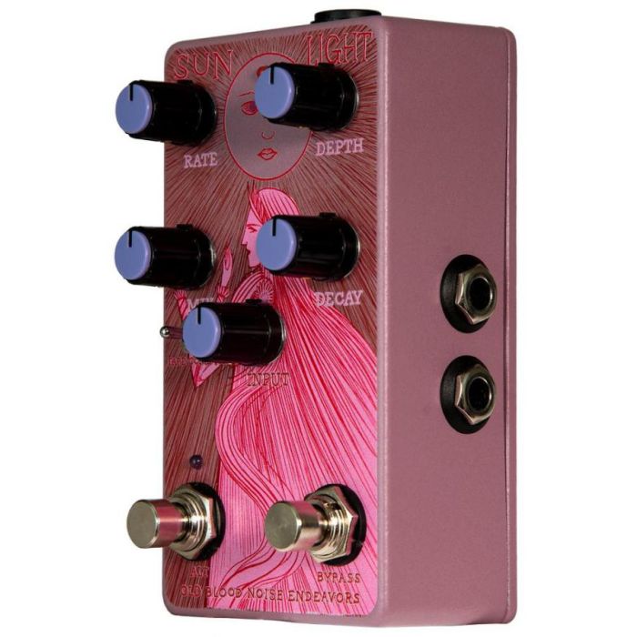 Left-angled view of an Old Blood Noise Endeavors Sunlight Dynamic Freeze Reverb Pedal