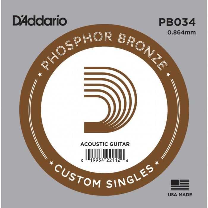 Overview of the D'Addario PB034 Phosphor Bronze Acoustic Guitar Single String .034