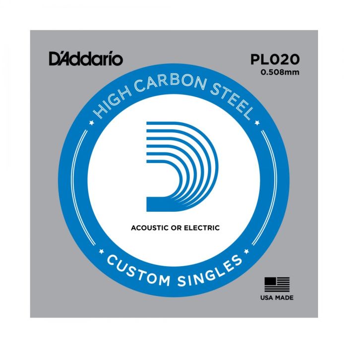 Overview of the D'Addario High Carbon Plain Steel .020 Single Guitar String