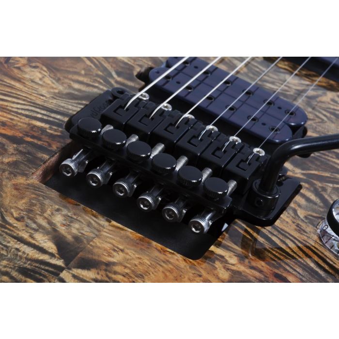 Schecter Omen Elite 6 FR Charcoal, bridge closeup