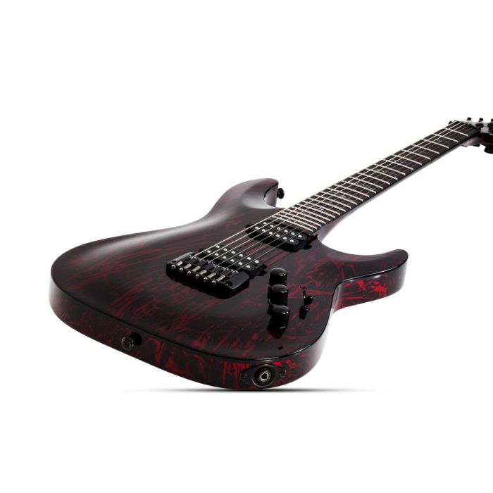 Schecter C 1 Silver Mountain Blood Moon, angled body view