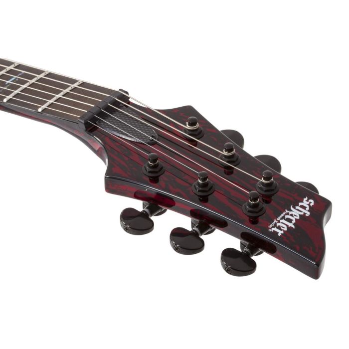 Schecter C 1 Silver Mountain Blood Moon, headstock closeup