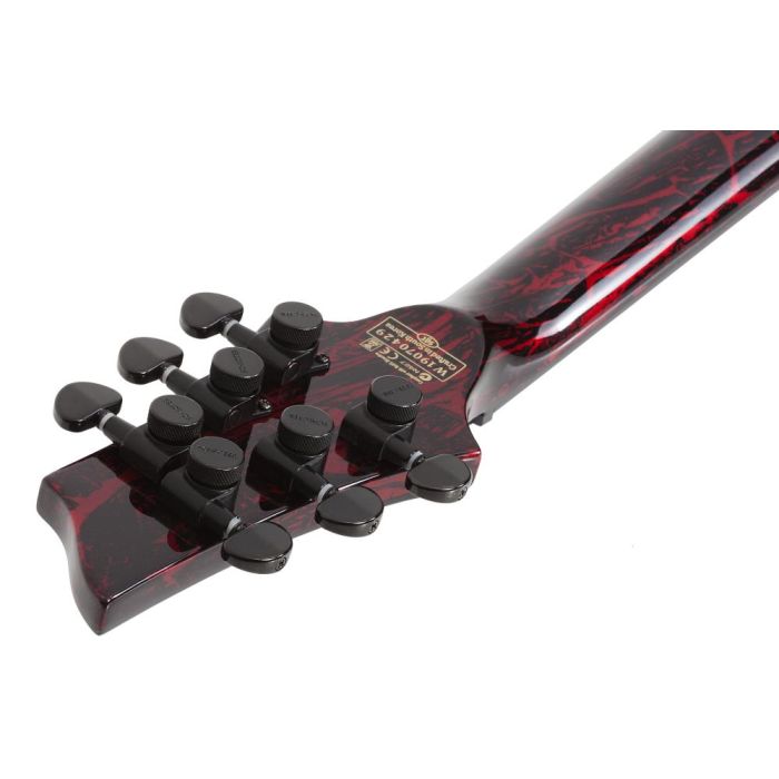 Schecter C 1 Silver Mountain Blood Moon, headstock rear view