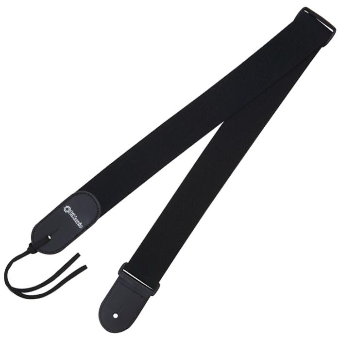 Overview of the DiMarzio Elastic Guitar Strap with Leather Ends Black
