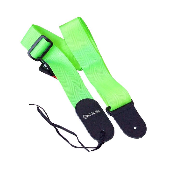 DiMarzio Nylon Leather Strap with Leather Ends, Neon Green
 Alt 