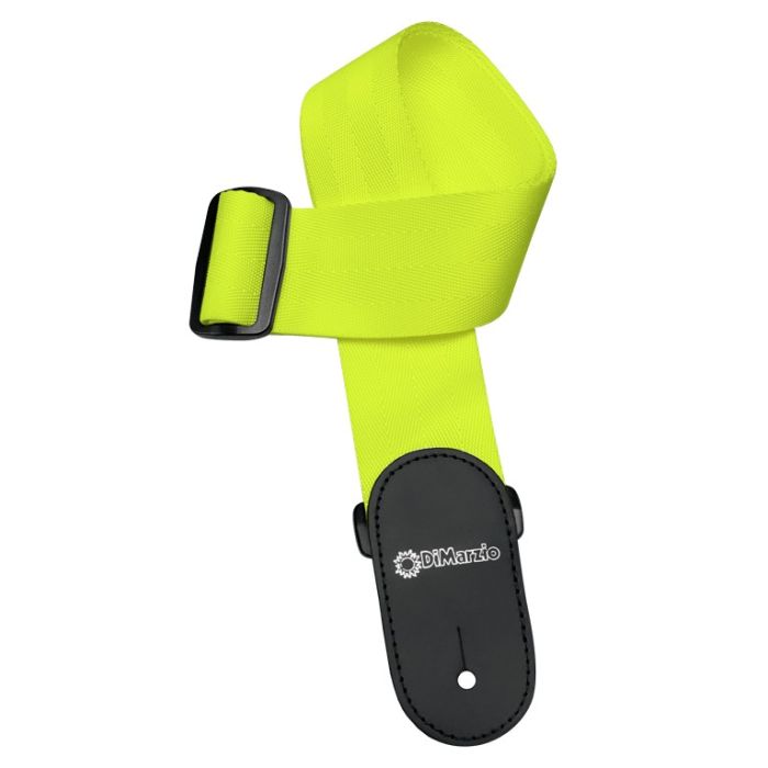 DiMarzio Nylon Leather Strap with Leather Ends, Neon Yellow
 Front