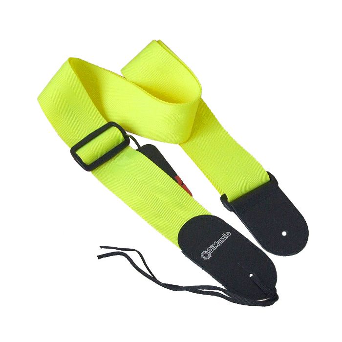 DiMarzio Nylon Leather Strap with Leather Ends, Neon Yellow
 Alt