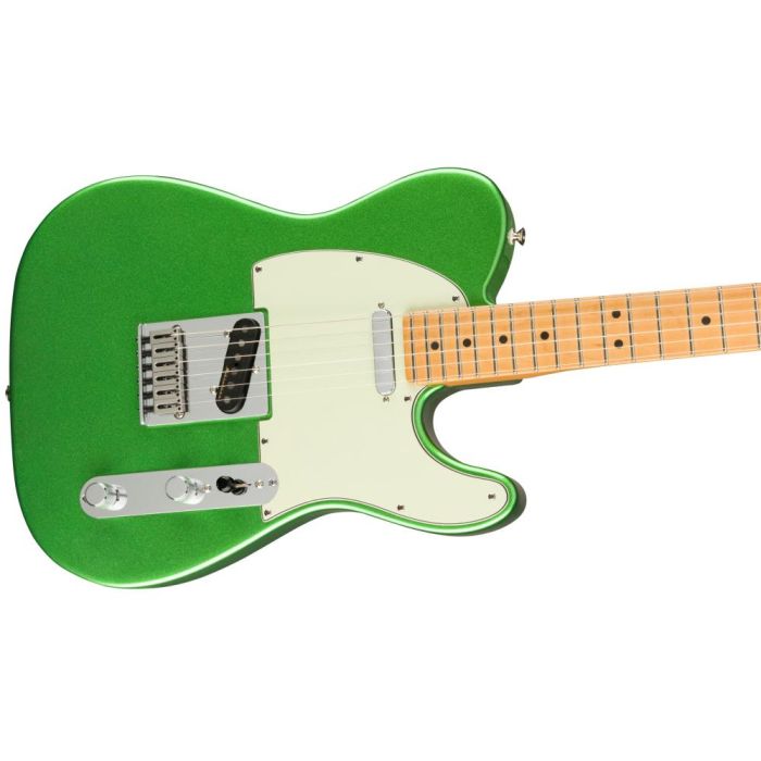 Fender Player Plus Telecaster MN Cosmic Jade, angled view of the body