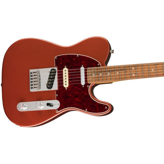 Fender Player Plus Nashville Telecaster PF Aged Candy Apple Red, angled view of the body