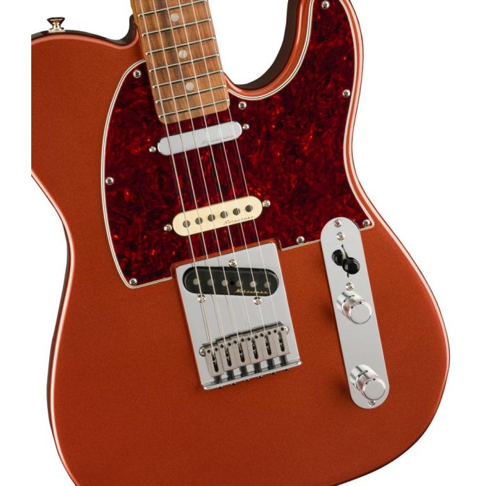 Fender Player Plus Nashville Telecaster PF Aged Candy Apple Red, closeup of the body